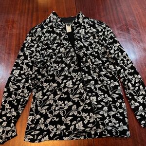 Elegant Black and White Floral Blazer